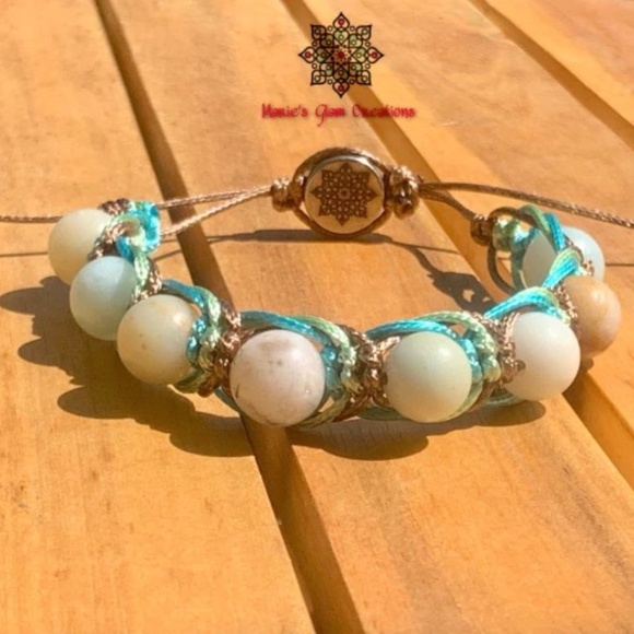 Natural Stones - Green & Brown Macrame Men Bracelet - Picture 3 of 4